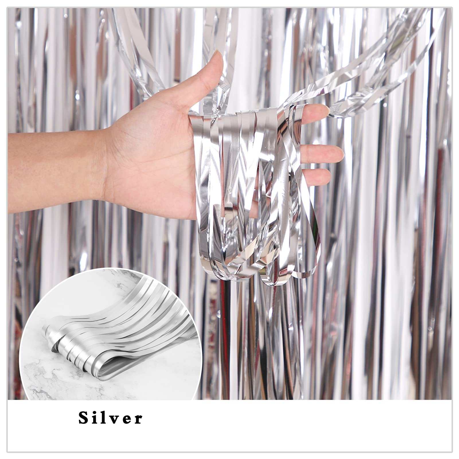 Rideaux à Anges En Feuille De Guirlandes Métalliques Pour Fête, Arrière-plan Pour Anniversaire, Nouvel An, Fête Photo, Décor De Mariage, 3 Paquets