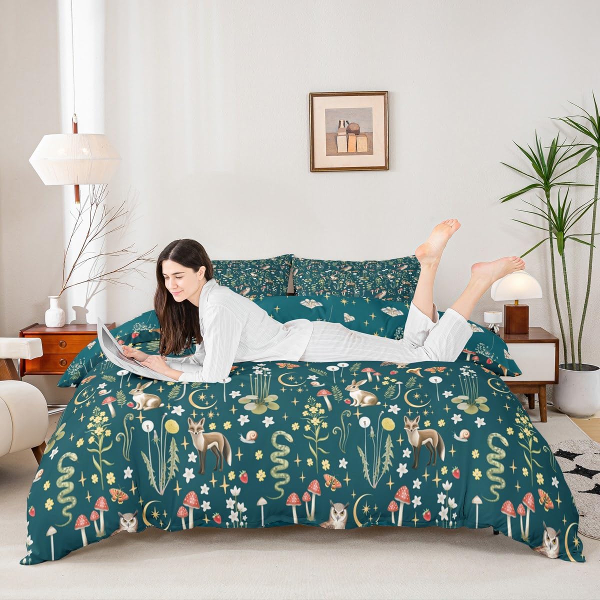 Homewish Green Double Duvet Cover Set Microfiber Reversible - Image 3