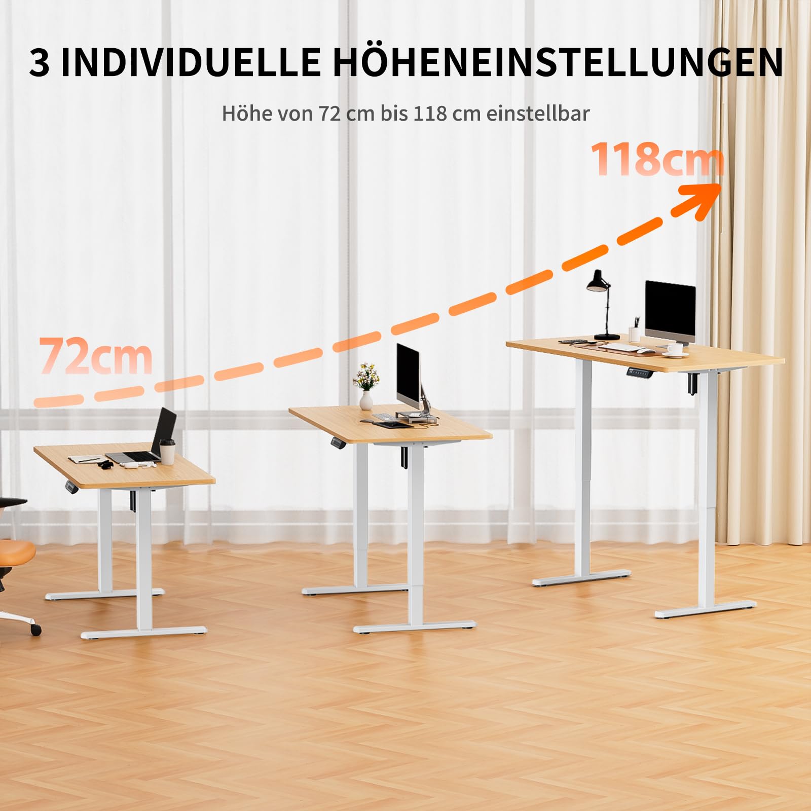 ErGear Höhenverstellbarer Schreibtisch Gestell mit 4 Memory-Steuerung | Höhenverstellbar Tischbeine, Ergonomische Stehpult Basis, robustes Stahlgestell, einfache Montage, 4 Memory-Steuerung