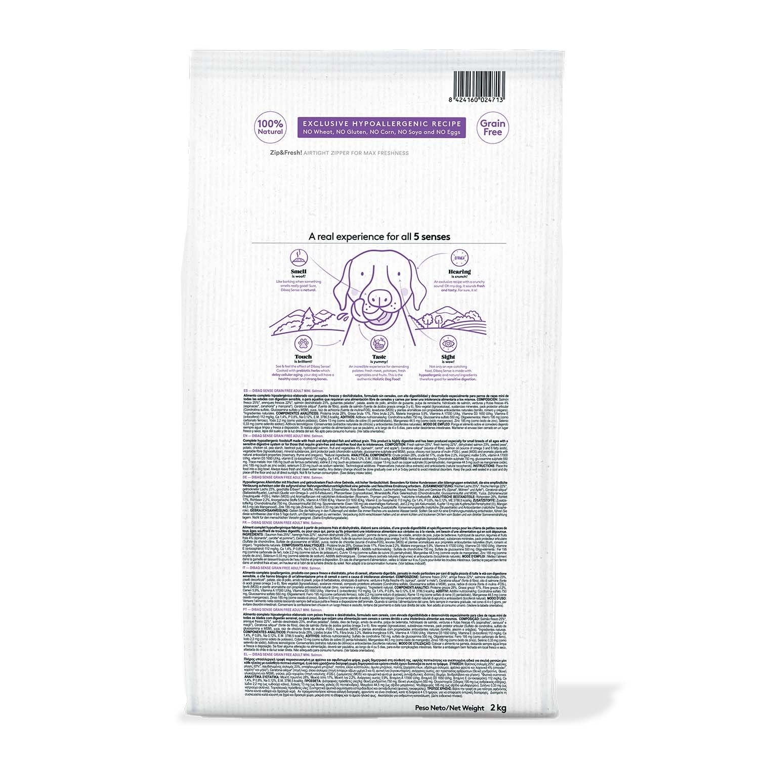 Dibaq Sense Grain Free Salmón Mini, 2 kg | Alimento para perros