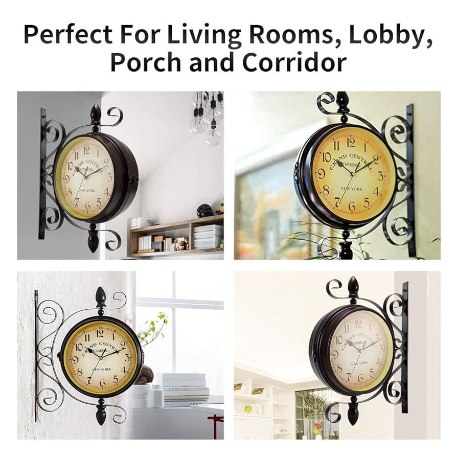 Amazon.com: Dyna-Living Double-Sided Vintage Wall Clock - 8