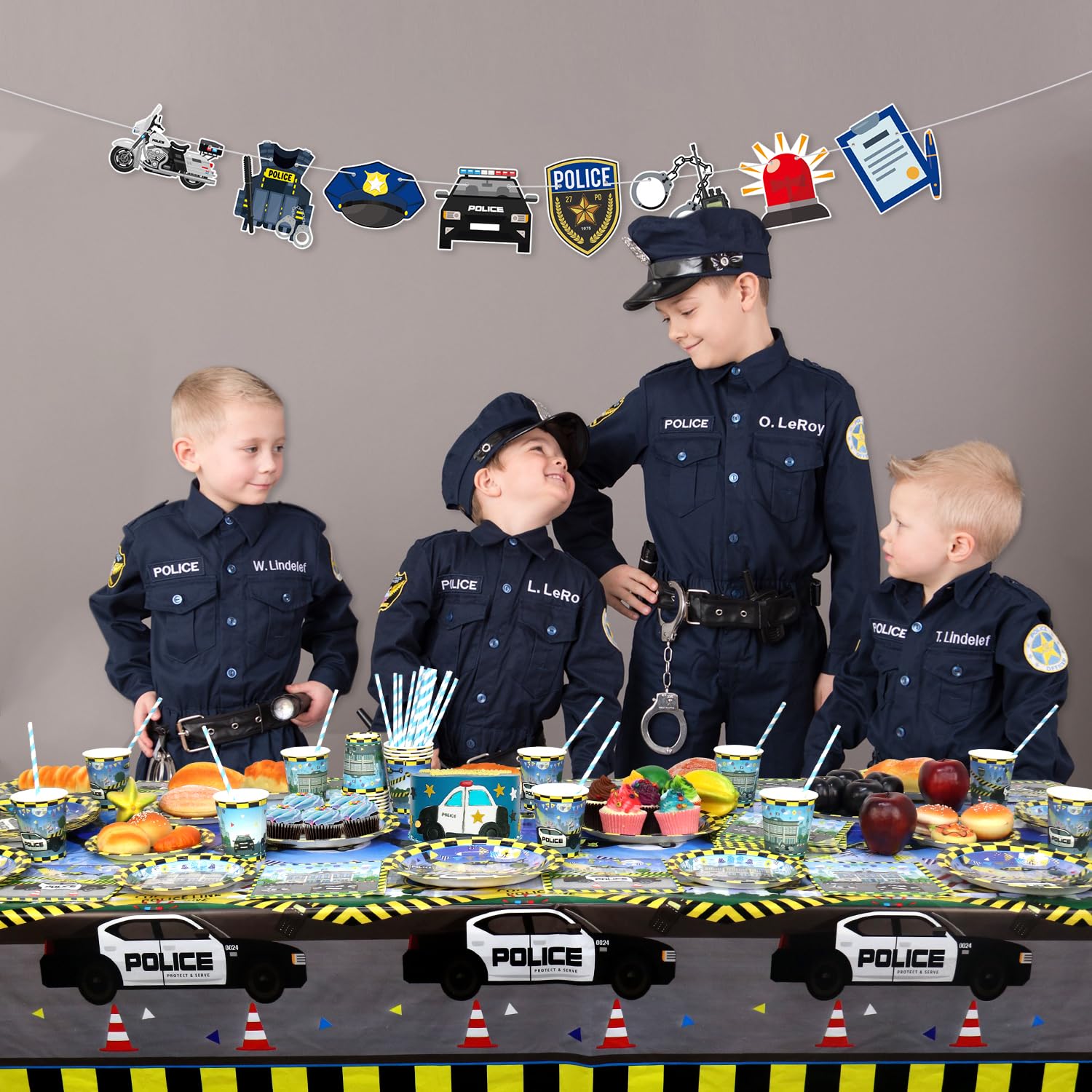 HGSHUO Ballons Voiture De Police Anniversaire Décoration