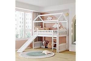 Twin Size Loft Bed with Slide for Kids Bedroom