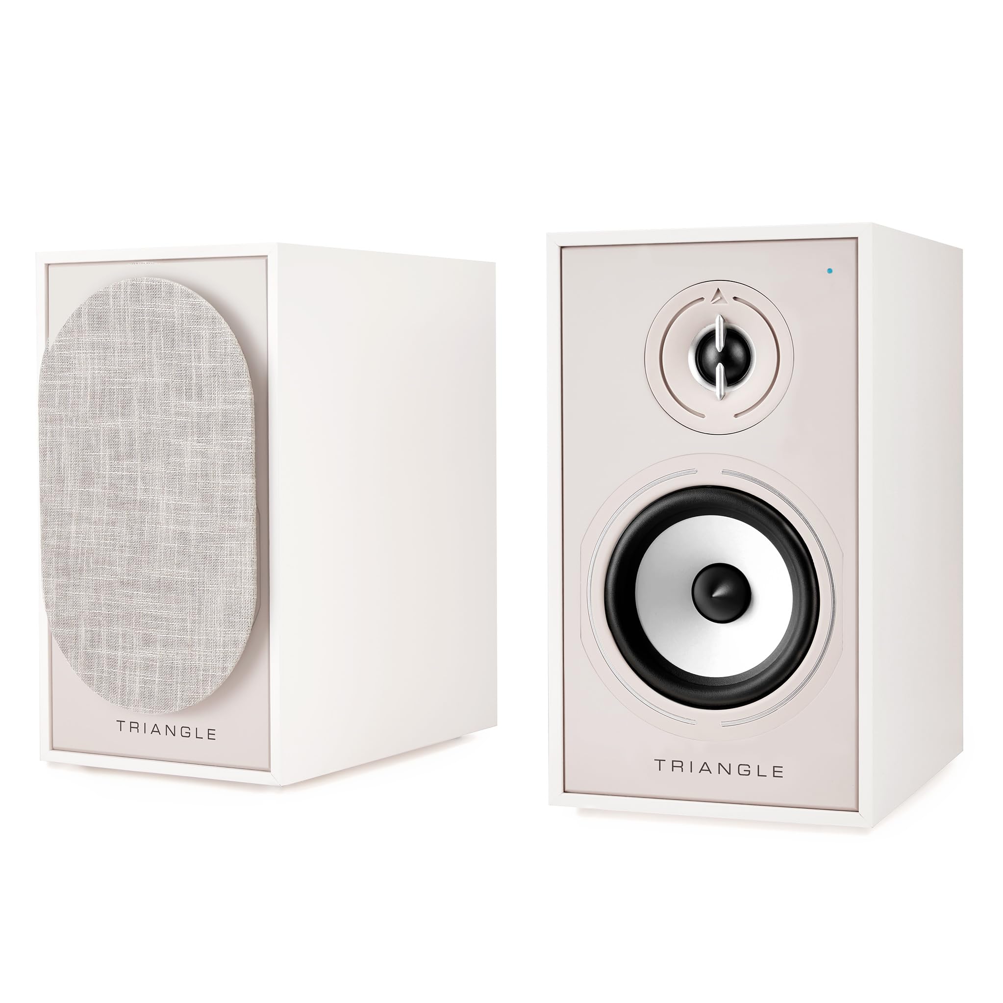 Triangle - Enceintes Actives BOREA BR02 Connect - Enceintes Bibliothèque Bluetooth avec Amplificateur 2X 50W - Audio HD - Entrées Phono/Platine TV Arc & USB - 176 x 310 x 274 mm - Crème (Paire)