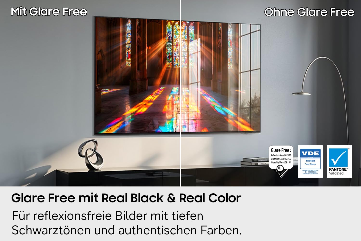 Samsung OLED S95H 4K 65 Zoll (163 cm), UHD Fernseher, Antireflexion mit Glare Free, OLED HDR pro, Ultimate Gaming Pack (NVIDIA G-SYNC & AMD FreeSync Pro) mit 165Hz, HDMI 2.1, Dolby Atmos, Smart AI TV