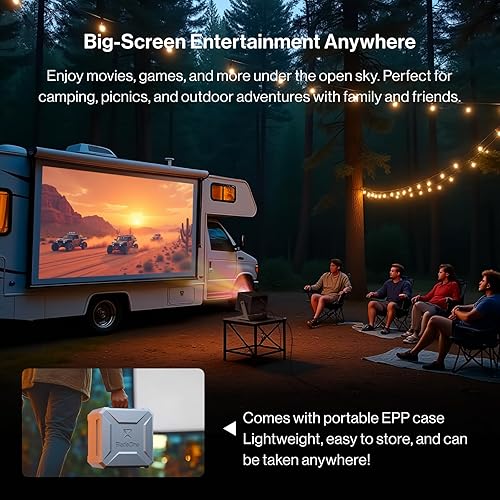 Miniatura 7 de Proyector Cube 600 Netflix, proyector portátil 1080P con WiFi y Bluetooth, verdadero ISO 600 lúmenes ANSI, soporte de cardán ajustable de 360,