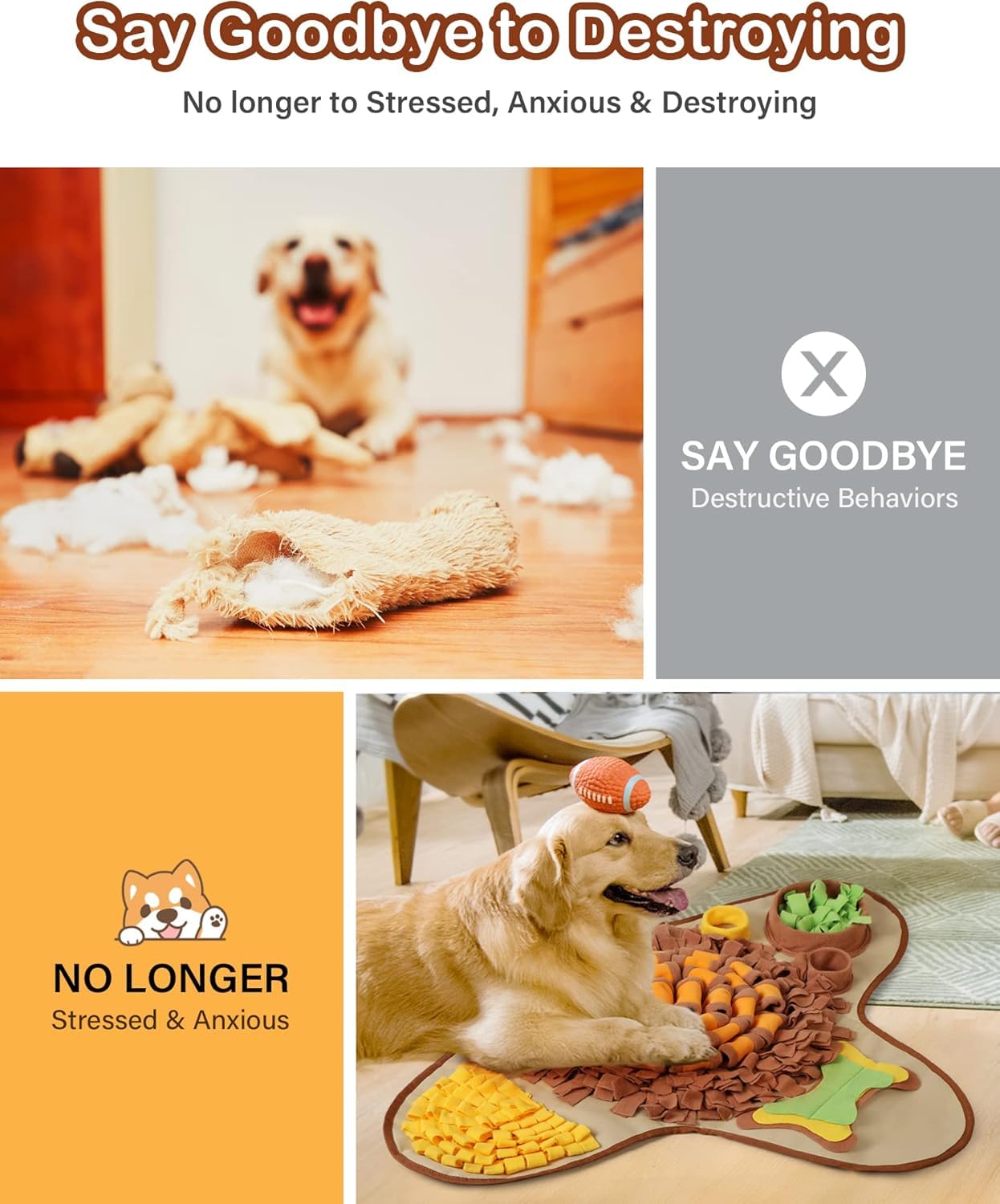HOPET Schnüffelmatte für große Hunde, interaktive Trainings-Futtermatte, geistige Stimulation und langsames Füttern, Spiel für alle Rassen