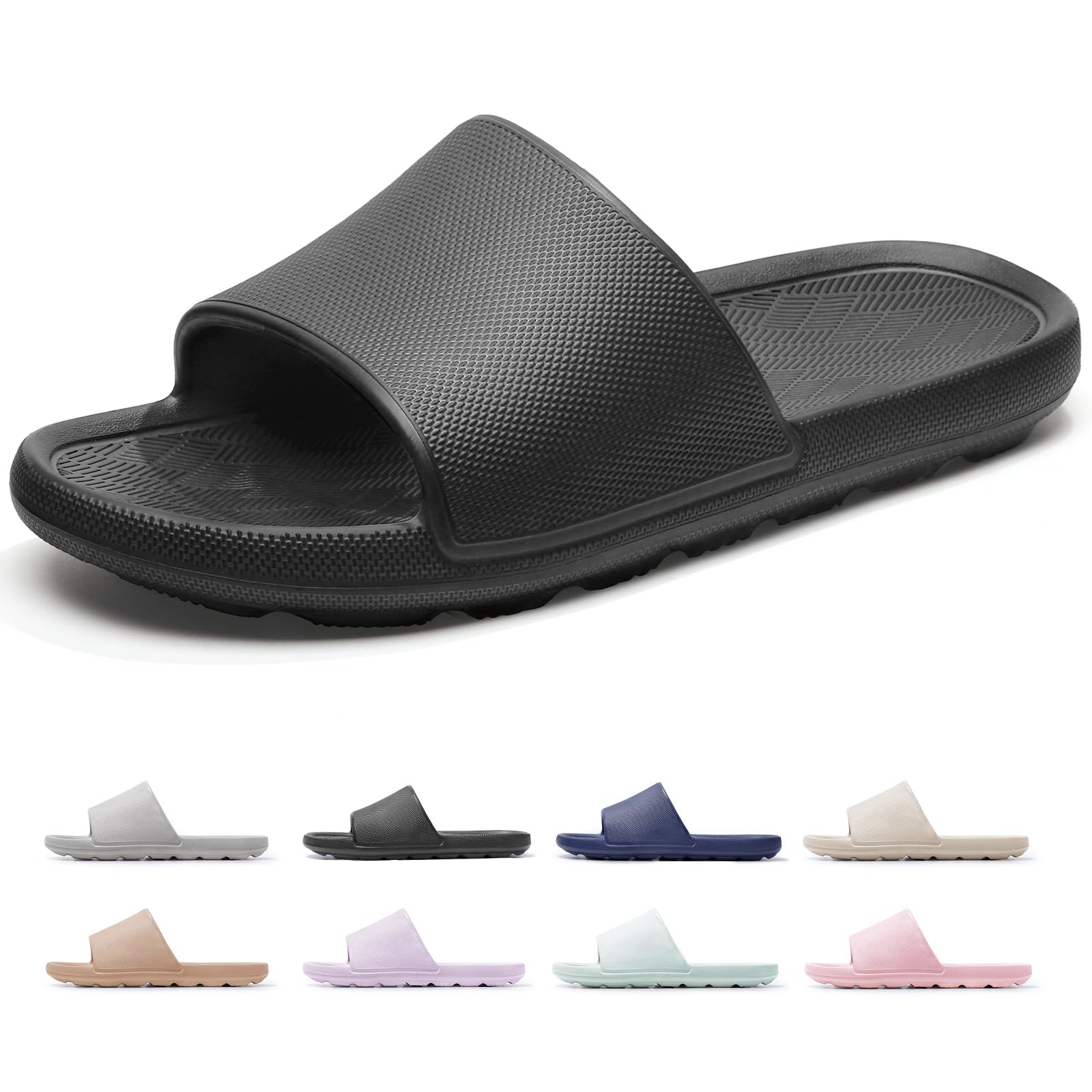 FrykunShower Shoes for Men Women with Arch Support Non Slip Quick Drying Slides College Dorm Bathroom Sandals Pool Slides Lightweight Beach Sandals