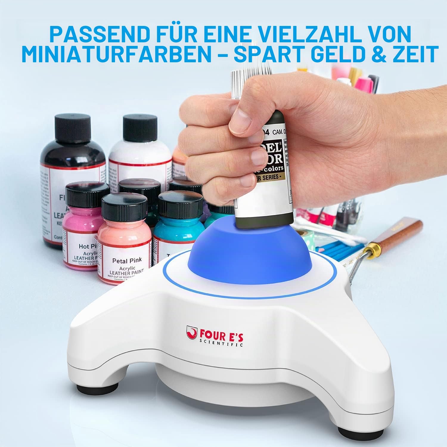 FOUR E'S SCIENTIFIC Vortex Mixer Farbschüttler 5600UpM mit 100-pcs Stahlkugel Schnelles Mischen Touch Mode 6mm Orbit Farbmischer Vortex Shaking Mixer für Acrylfarbe Nagellack Labor Reagenzglas