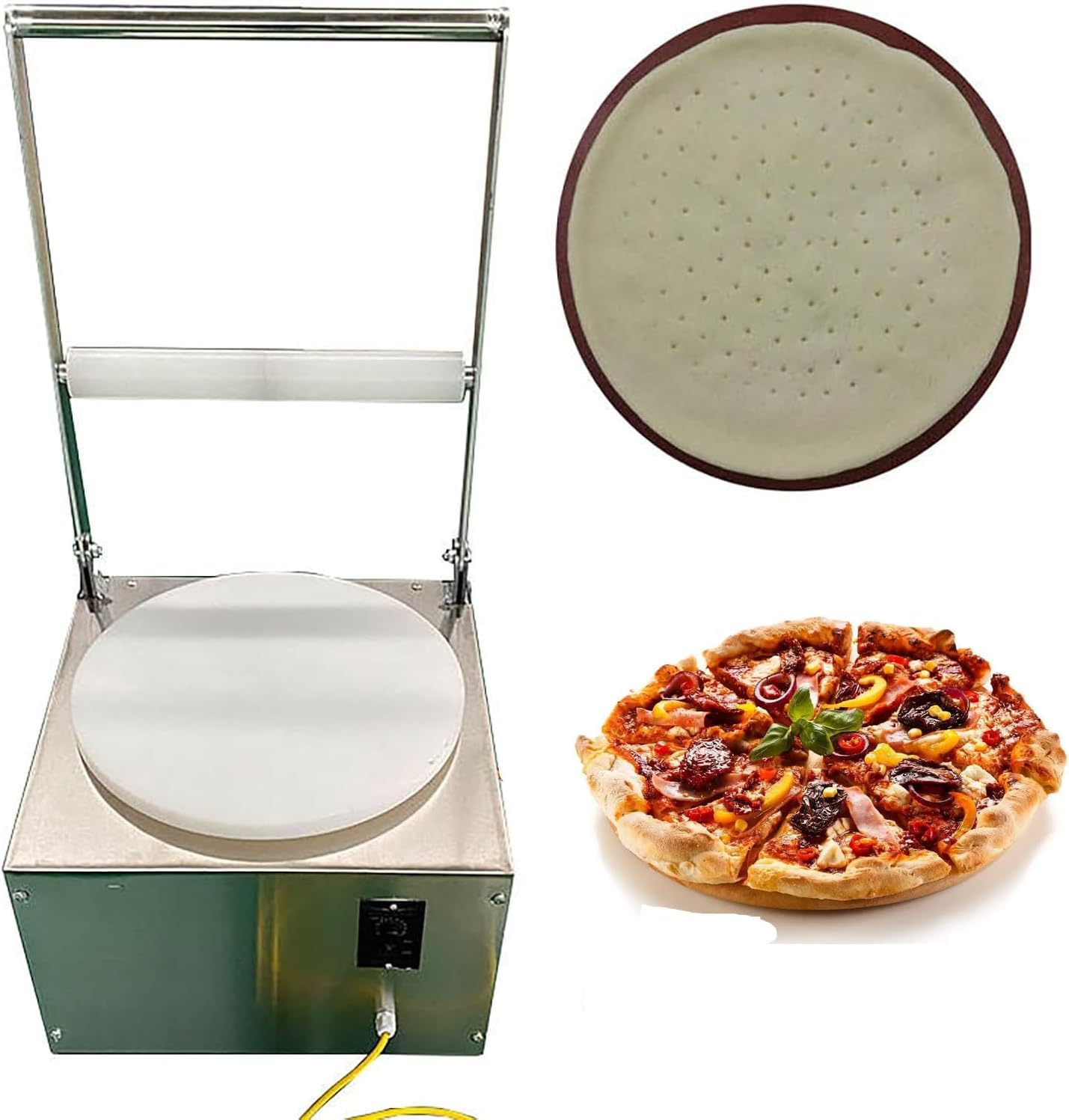 Stendetrice professionale per pasta per pizza, automatica, elettrica, larghezza massima 40 cm, spessore regolabile, per pasta, pizza e pane.