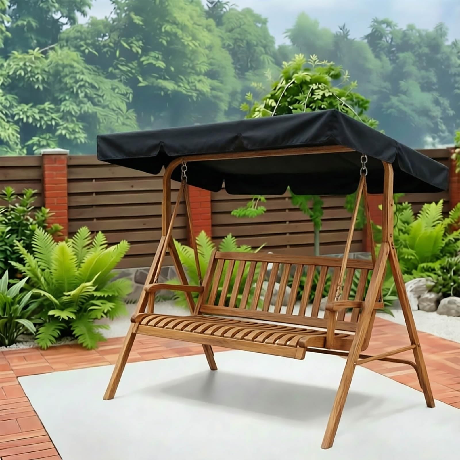 Aenmezen 74.8x47.2in Waterproof Canopy for Swing Top, UV Resistant Canopy, 55.9x47.2in Rip Proof Oxford Fabric Replacement Cover for Garden Hammock Chair Top(Black,82.7x57in)
