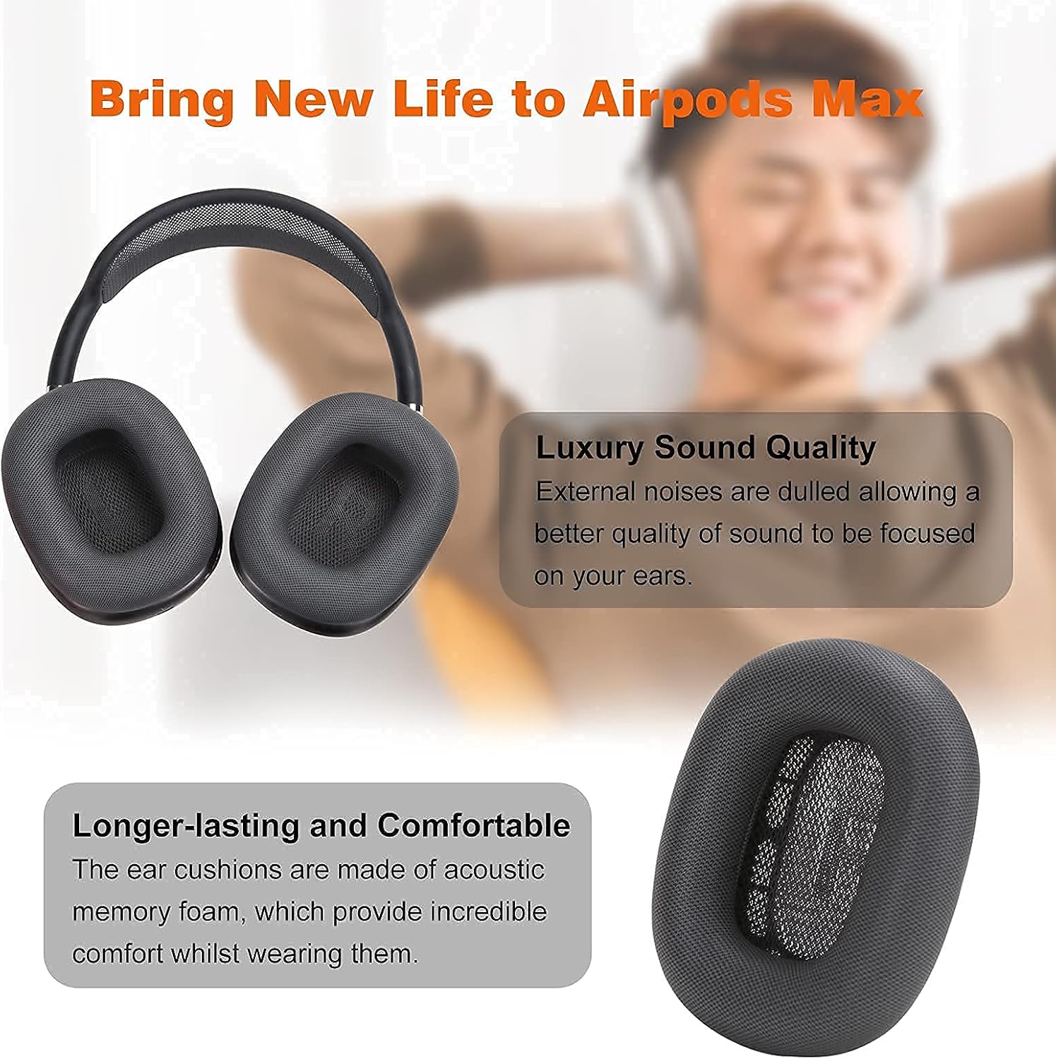 Ear Cushions Replacement for AirPods Max Headphones,Protein Leather Covered Earpads with Memory Foam and Magnet (Pink) - Image 8