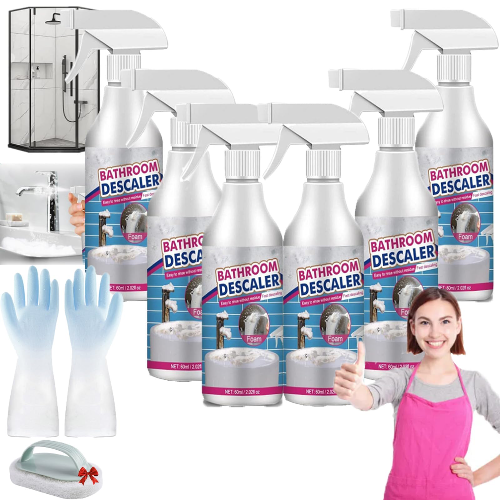 Bathroom Descaler, Bathroom Descaler Schaum, Multifunktional Bedroom Descaler, Stubborn Stains Cleaner, Für Glas Kanalisation Toiletten (6)