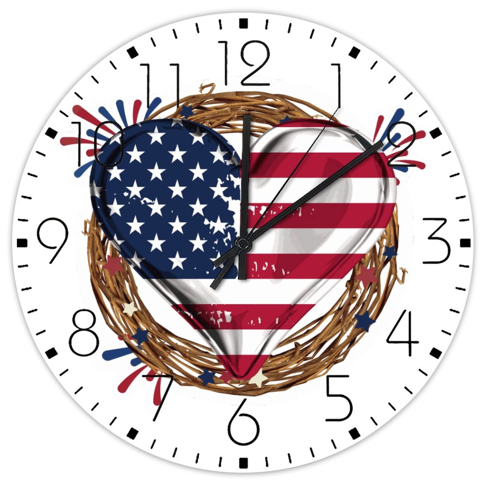 Horloge murale en bois couronne patriotique décorative pour hall d'hôtel de prestige
