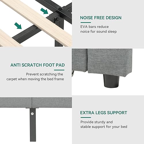 Miniatura 7 de YITAHOME Base de cama de almacenamiento, marco de cama tamaño Queen con puerto tipo C y USB y 2 cajones, cabecera tapizada, plataforma de