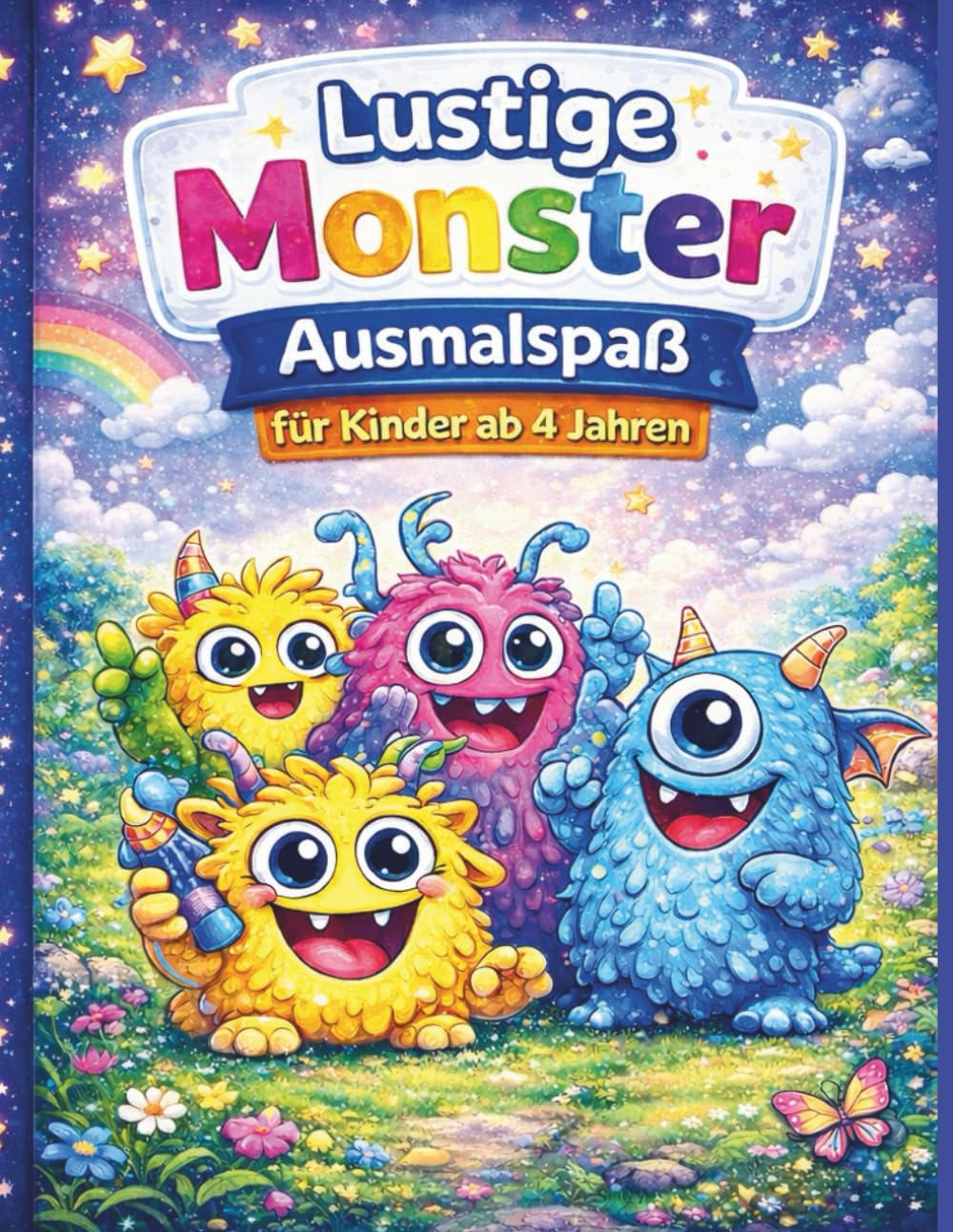 Lustige Monster — Ausmalspaß für Kinder ab 4 Jahren: 40 einfache Motive mit klaren Linien für Mädchen und Jungen (Malbücher für Kinder ab 4 Jahren)