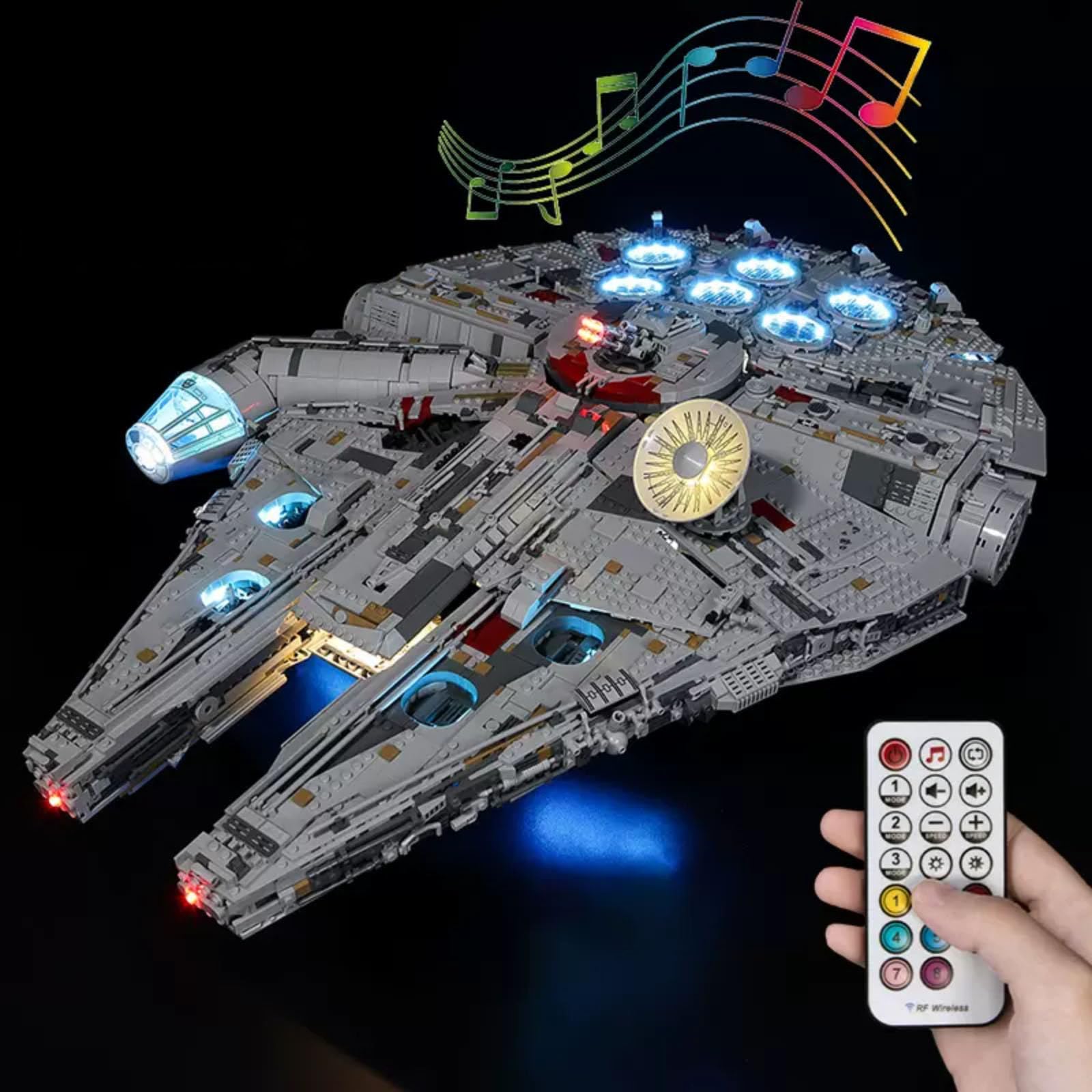 LED Lighting Kit for 75192 for Ultima-te Millenniium Falcon Model for LEGO Compatible Creative Lighting Kit (Lights only, for model not included) (Remote sound and light)