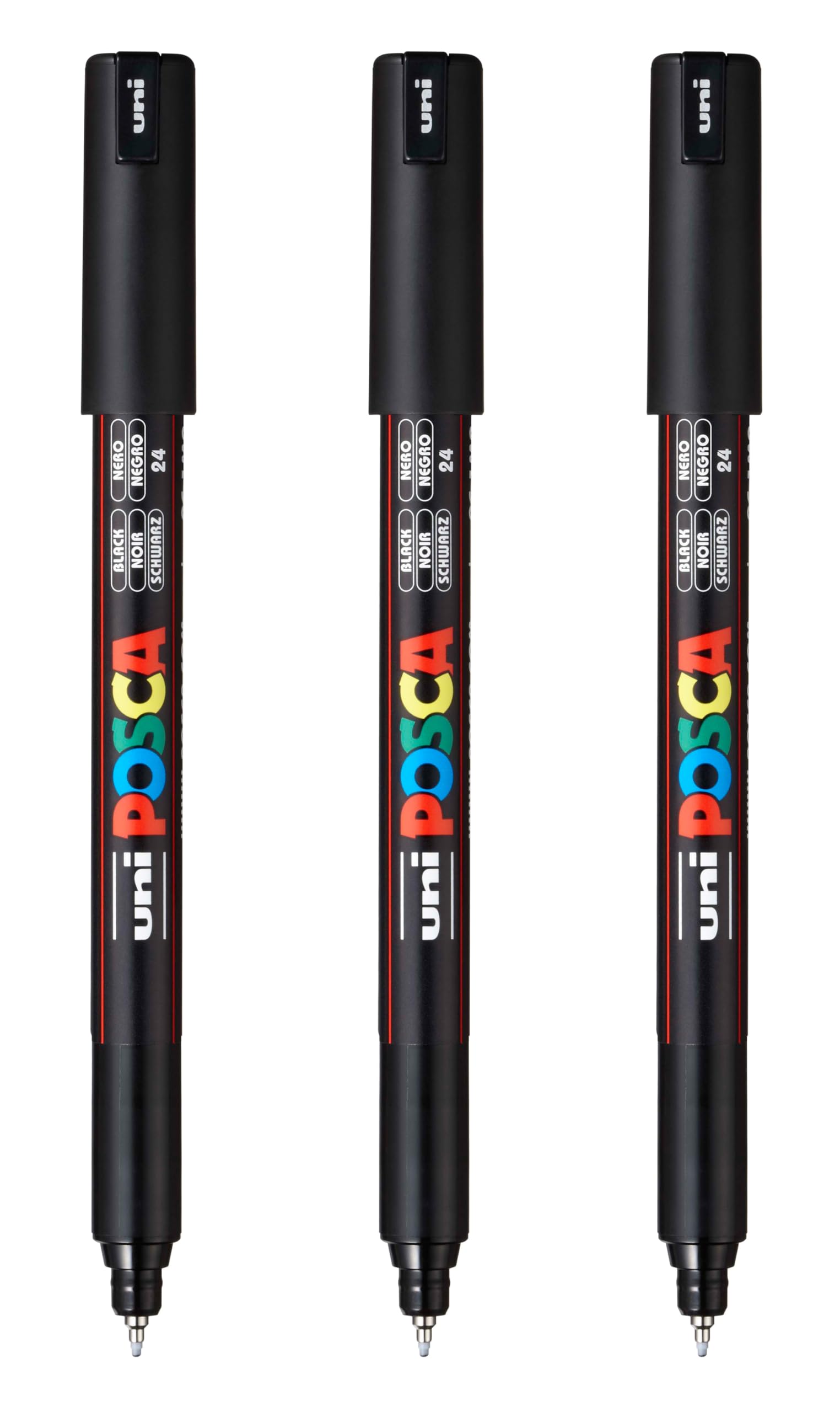 PC-1MR Water-Based Paint Markers, Extra Fine Tip (0.7mm), Black, 3 Count