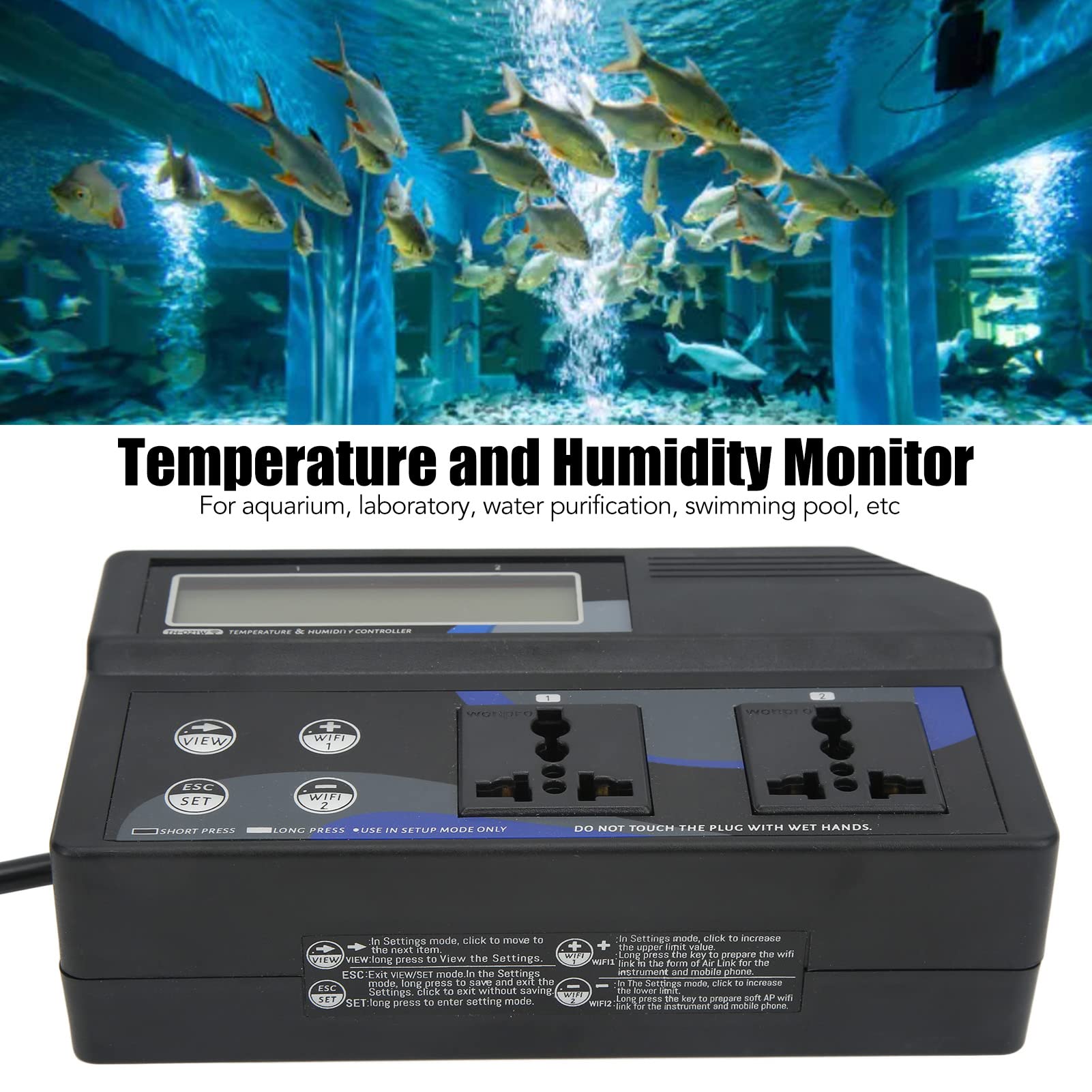 Chrees Regolatore di umidità della Temperatura WiFi Termostato Wireless Igrometro Umidostato Controllo App Monitor da Tavolo con Sonda di Temperatura e umidità per Laboratorio Acq