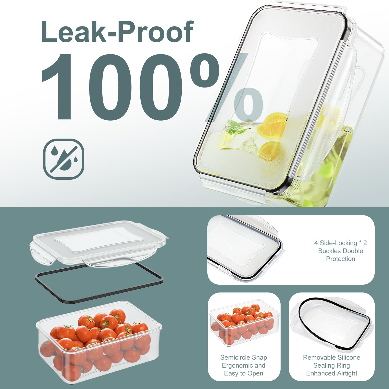 Set di 30 contenitori per alimenti con coperchio, ermetici, a prova di perdite, per cucina, preparazione dei pasti, senza BPA, in plastica senza PVC, adatti a microonde/lavastoviglie, etichette