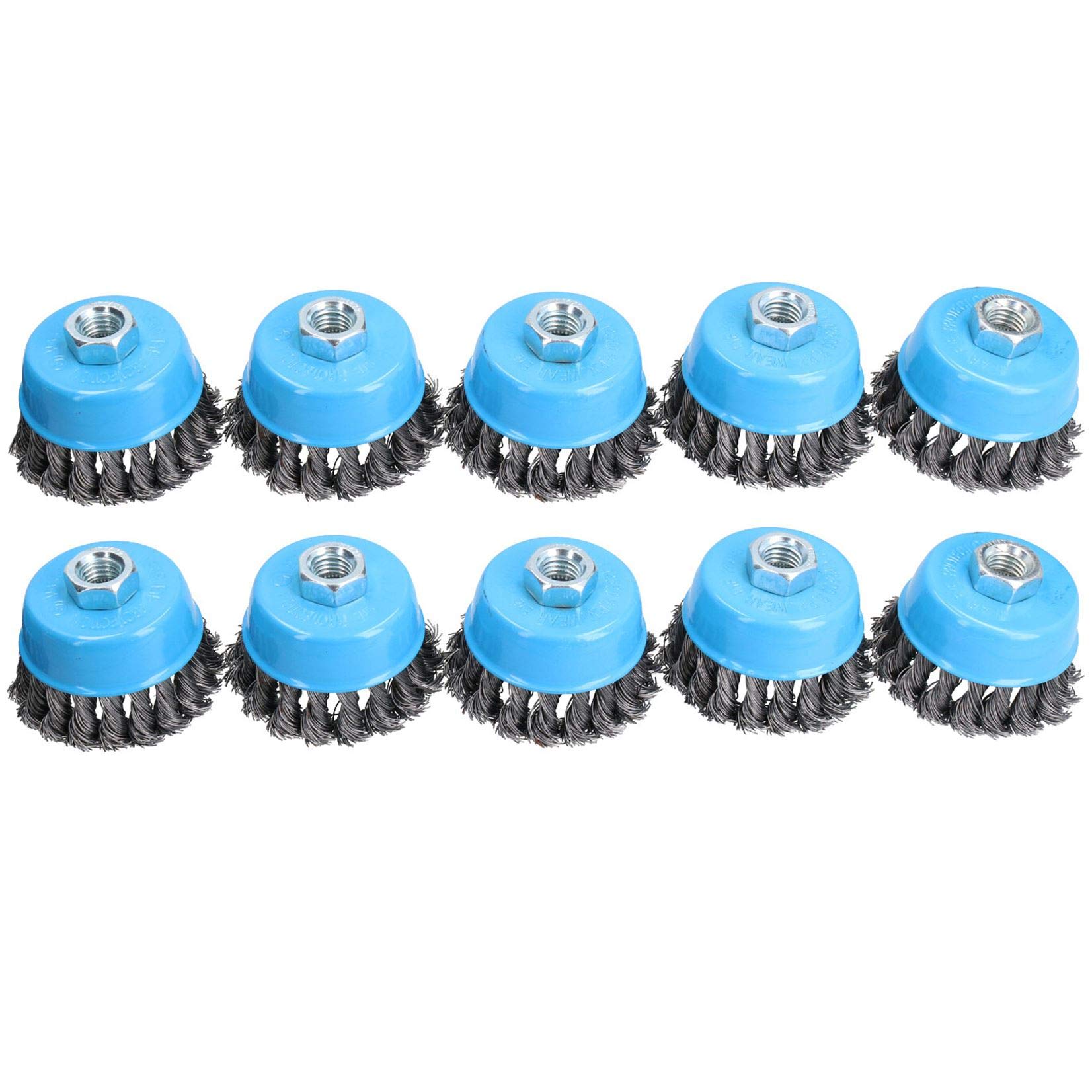 Twist Knot Wire Wheel Cup Brush 3" for 4-1/2" Angle Grinder 10 Pack TE243