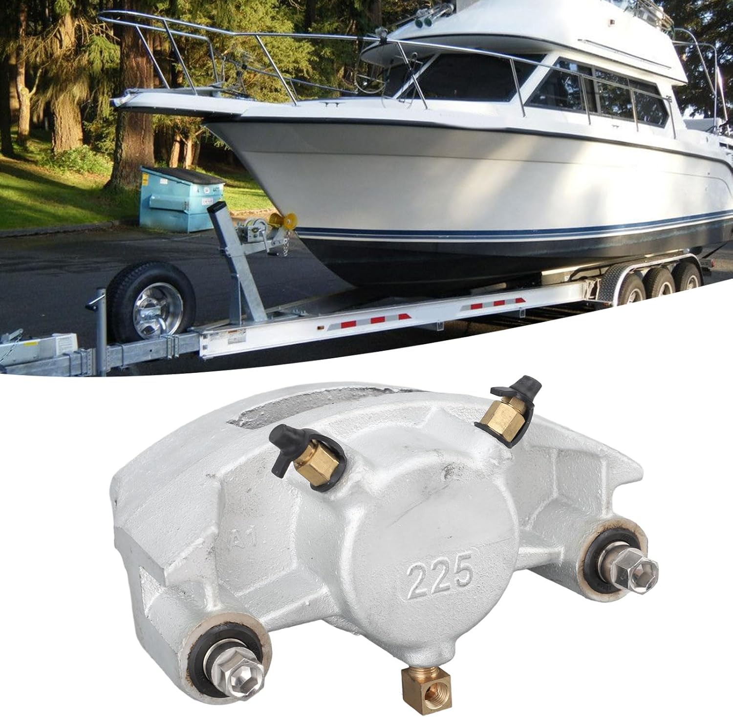 High Strength 225 Disc Brake Caliper for 3500 5200 6000lbs, Stainless Steel Cast Iron, Smoother Braking, Ceramic Brake Pads, Ideal Replacement