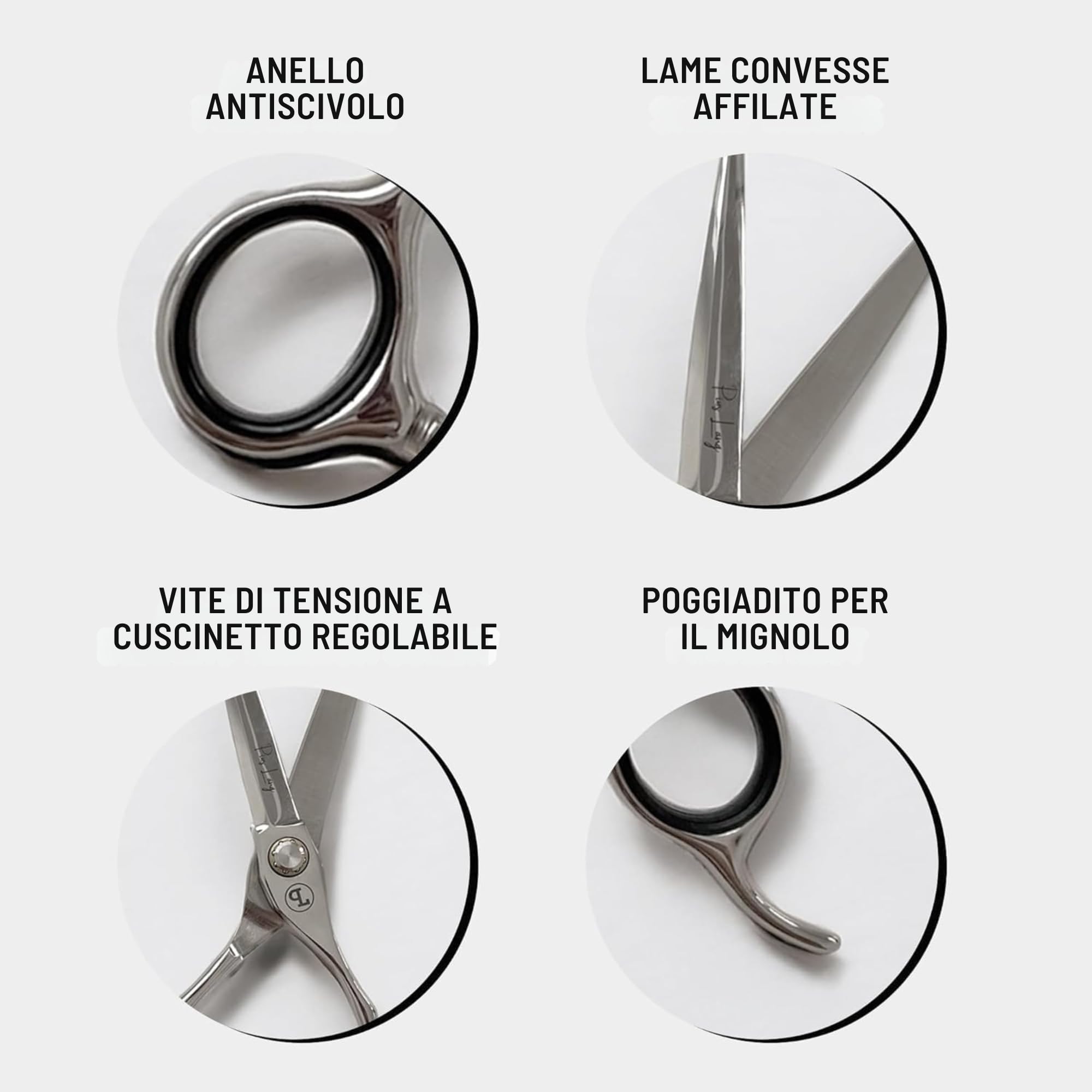 Forbici Professionali per Capelli 6,5" dal 1852, per Studenti di Parrucchieria e Principianti, Lame Convesse, Sistema a Cuscinetti a Sfera, Astuccio