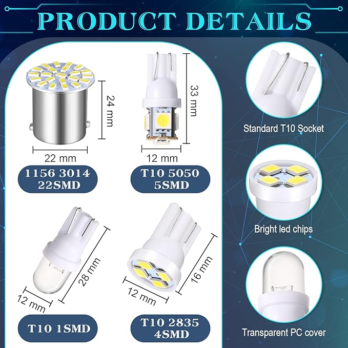Frienda 70 LED Interiores Automóvil Bombillas 31 36 41 mm 12V Blanco miniatura 3