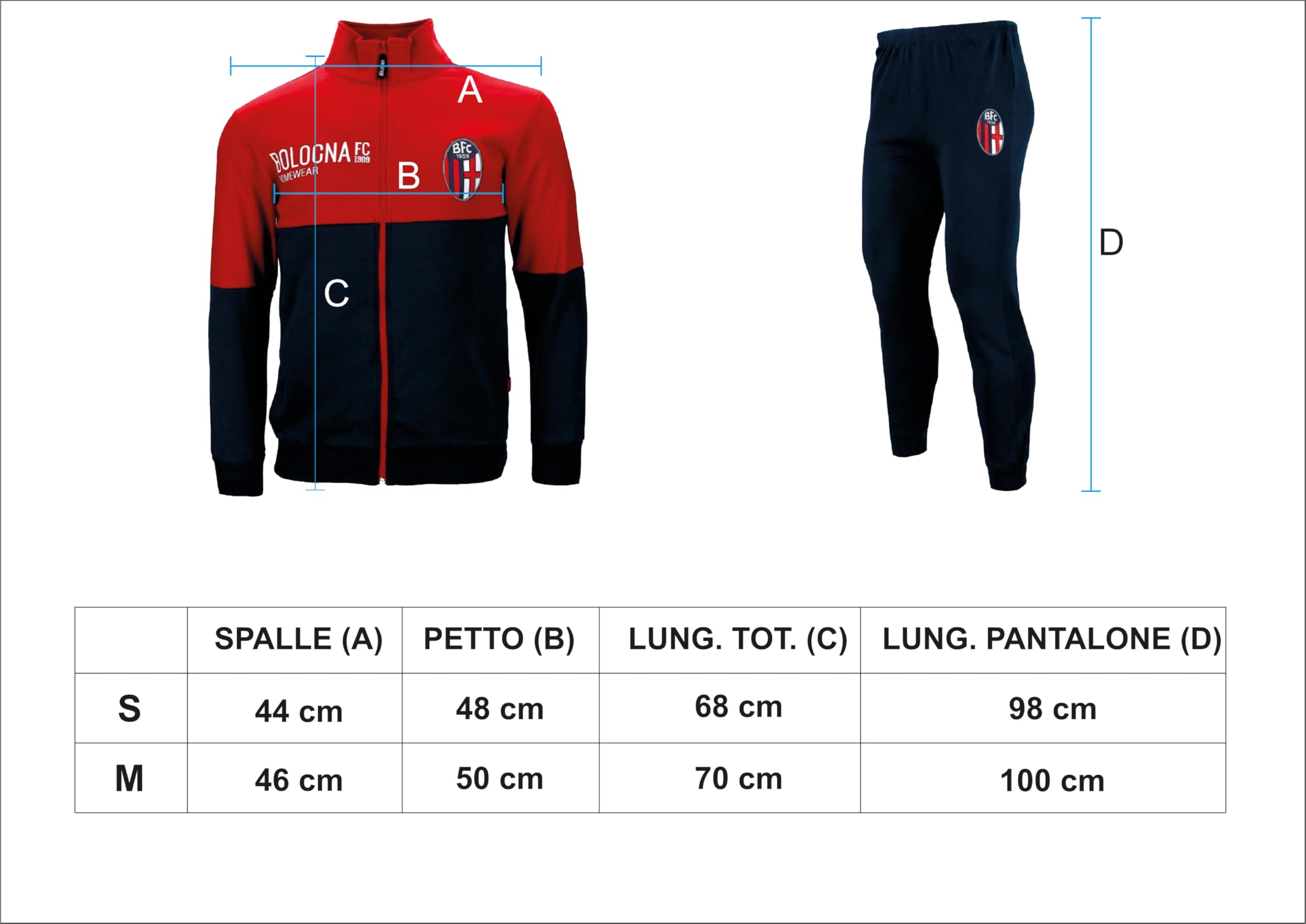 Tuta da Casa Completa del Bologna FC 1909 Ufficiale | Homewear Personalizzabili con Nome e Numero PS 41347-BS