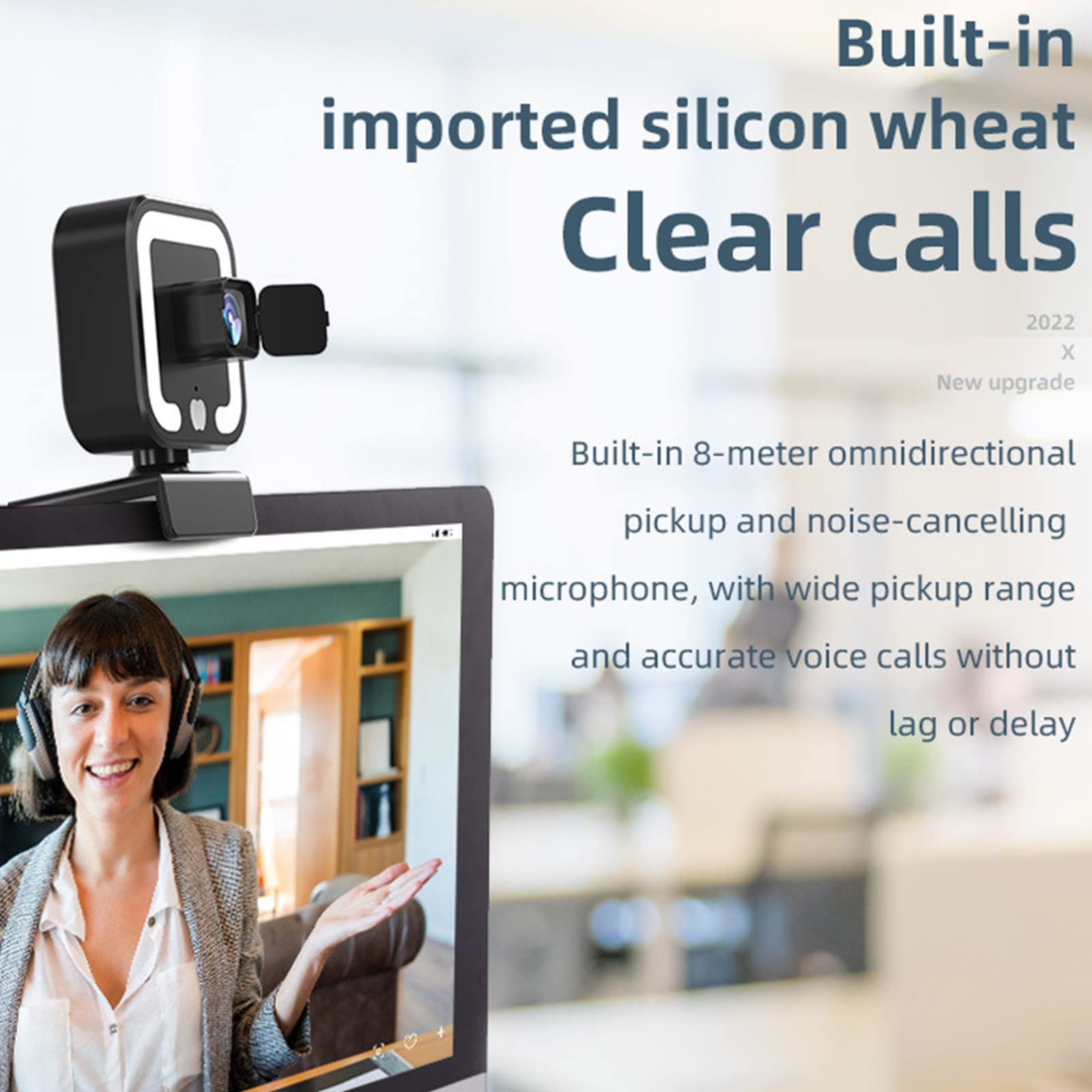 Webcam 1K / 2K / 4K, messa a fuoco automatica, 1080p, 4K, rete USB, trasmissione live senza driver, laptop, computer, webcam, supporto con supporto per telefono, per scrivania