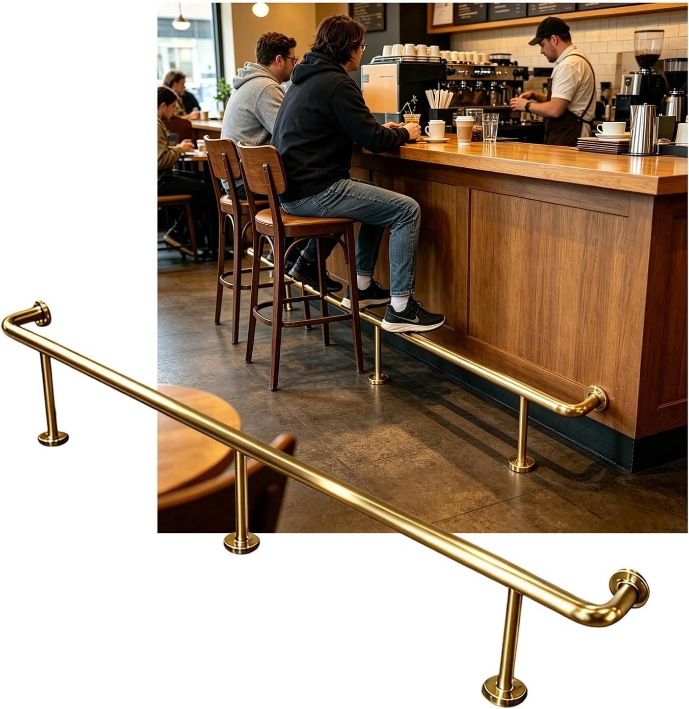 LXXW Bar Foot Rail 3.28~16.4ft Bar Foot Rail Kit Heavy Duty Rest for Restaurant Kitchen Cafe Reception Desk(3.0M/9.84FT)