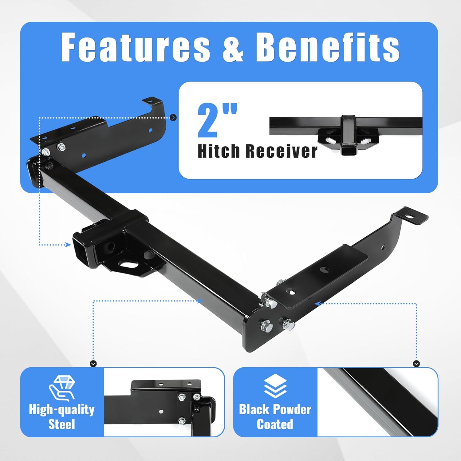 Class 3 Trailer Hitch Compatible with 1996-2023 Chevrolet Express 1500 2500 3500 GMC Savana 1500 2500 3500 2 Inch Towing Receiver Hitch