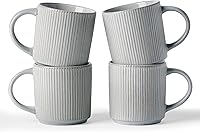 Vista 36 de famiware Juego de Tazas de Café para 4, Tazas de Catering Star de 12 oz con Asa para Café, Té, Cacao, Leche - Juego de Vajilla de Cerámica de Gres