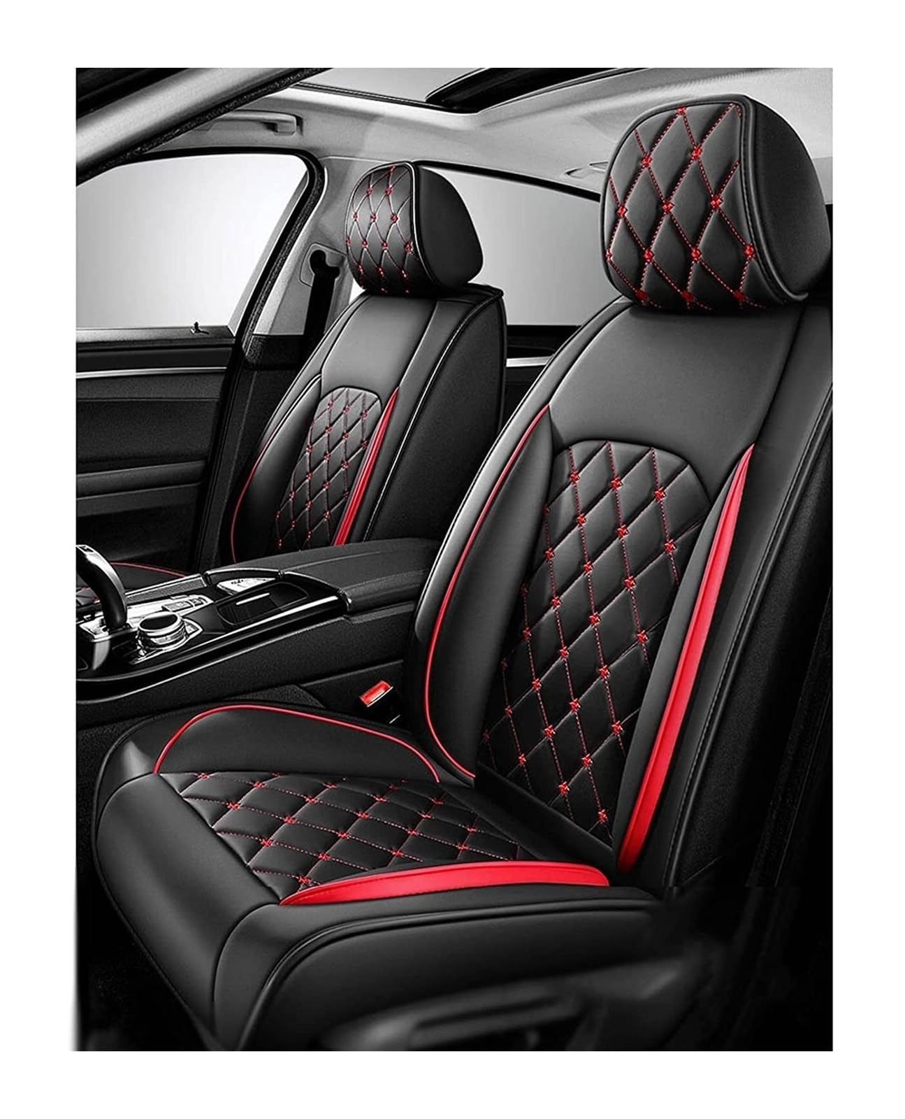 Pokrowce na siedzenia samochodowe dla Subaru Forester XV Impreza Legacy Gry Pokrowce Skórzane Wodoodporne Pokrowce Na Siedzenia Samochodowe Akcesoria 2 Siedzenia (Red)