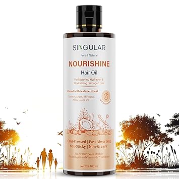 Singular Nourishine Hair Oil for Dry, Frizzy, Low Porosity Hair, Cold Pressed with Argan, Jojoba, Bhringraj & More - 100 ml - image, photos