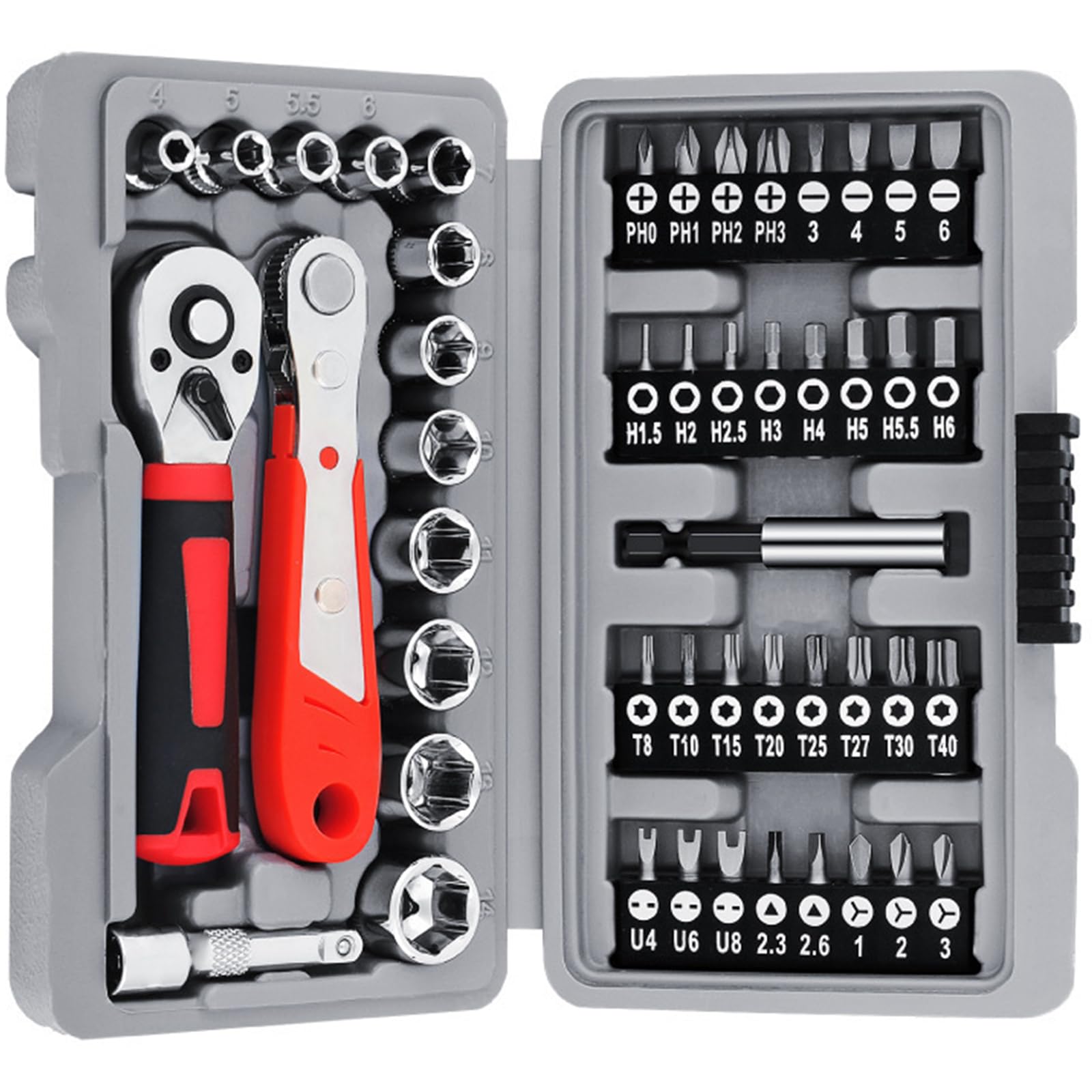 Jeu de clés à douille, jeu d ' outils manuels, Kits de réparation automobile, boîtes mécaniques, cliquet à douille, embout de tournevis, tournevis électrique, 48 pièces