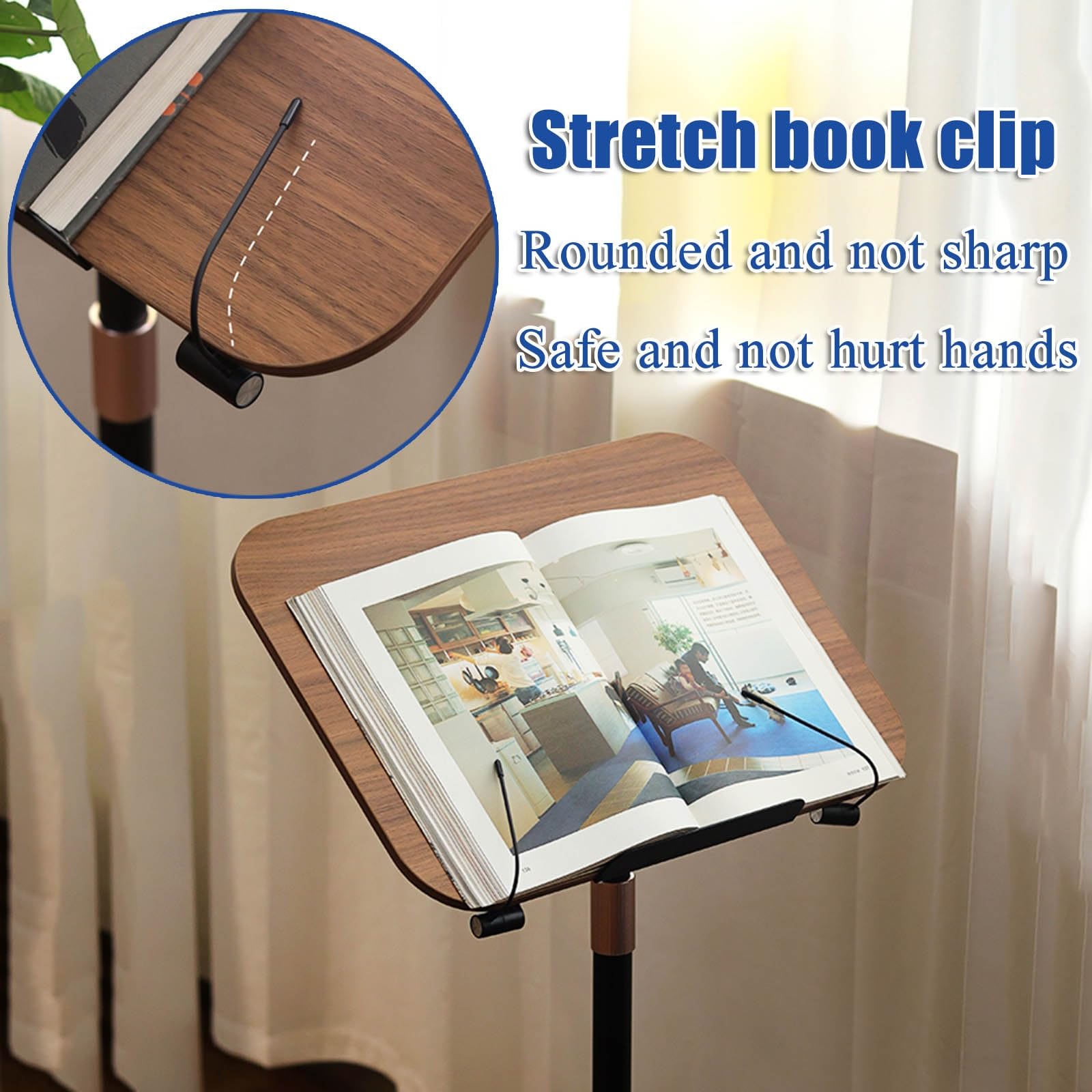 Atril De Madera para Directores De Orquesta, Altura Ajustable De 64 A 122 Cm (15,7" X 11,8"). Soporte para Partituras De Alta Estabilidad, Ideal para Escritorio De Lectur,
