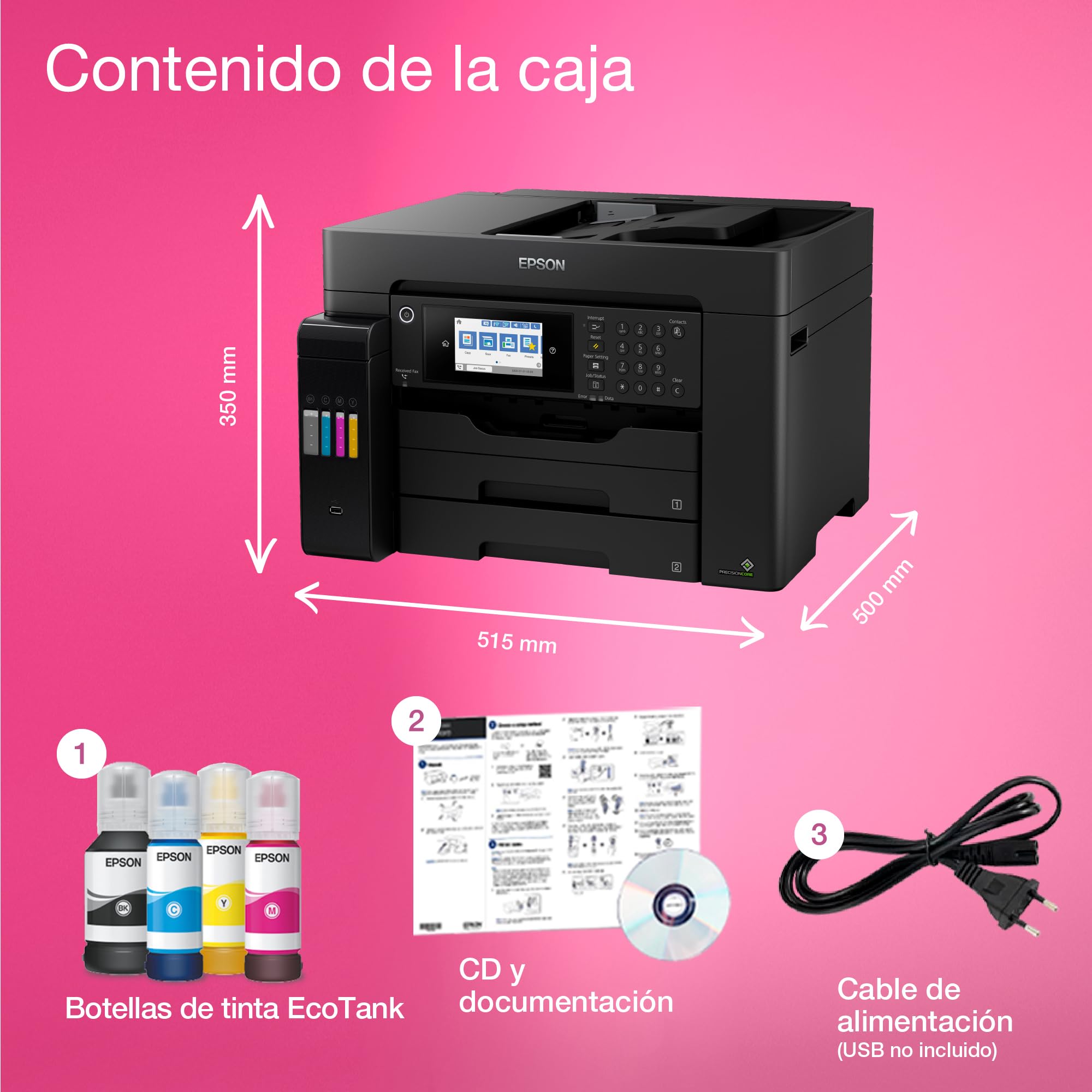Epson Impresora multifunción EcoTank ET-16605 A3+ con depósito de Tinta, conexión Wi-Fi y fax
