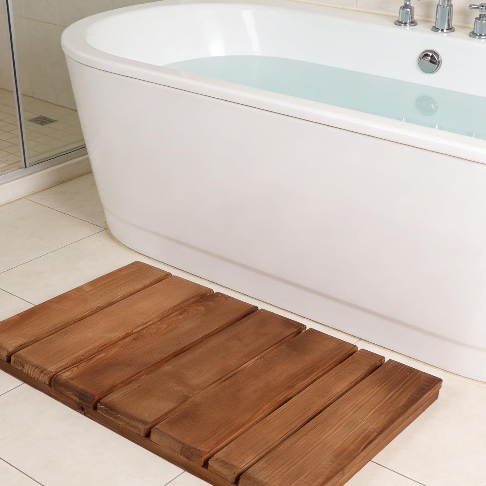 Alfombrilla de Baño de Madera Antideslizante 51x31x4 Cm