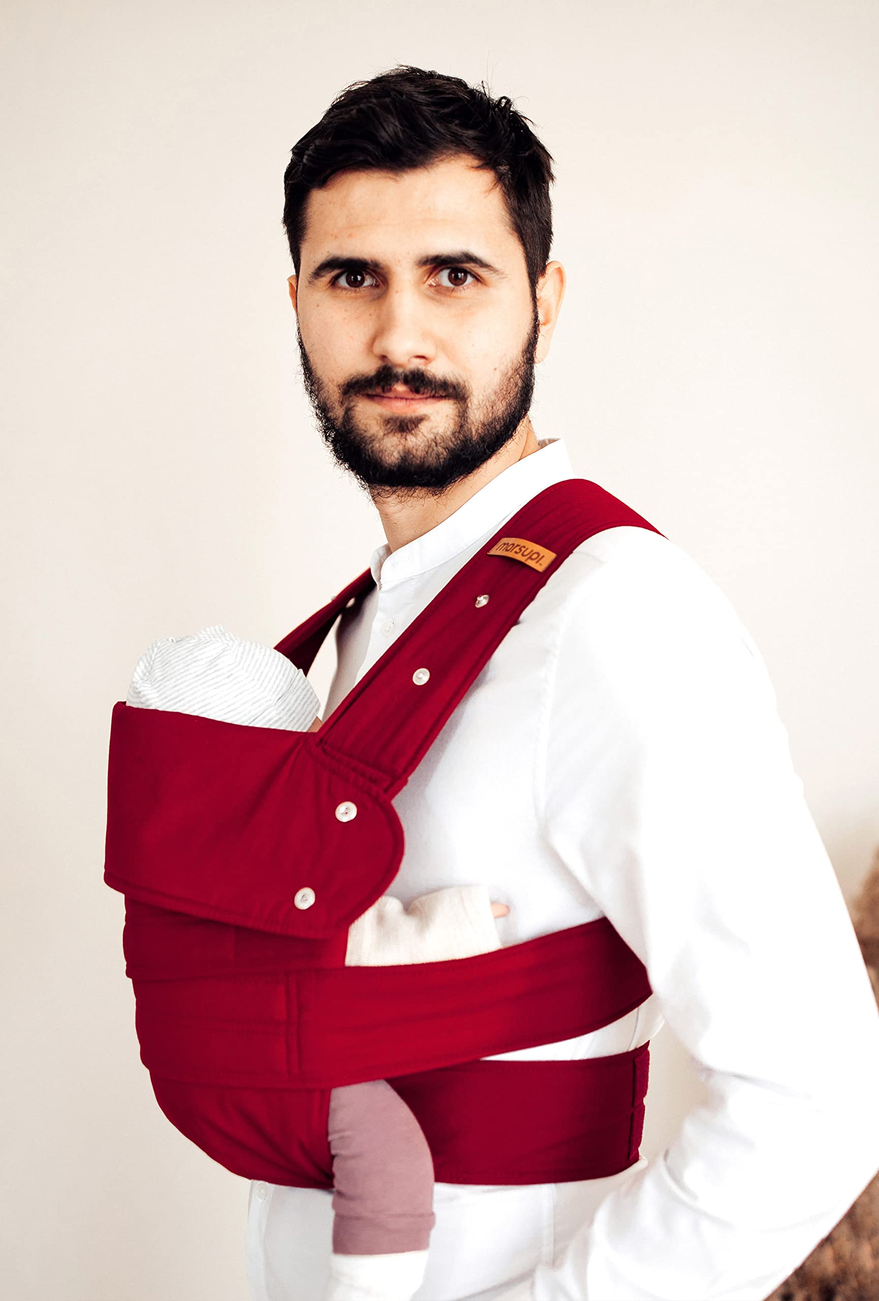 marsupi Porte-bébé pour nouveau-nés de la naissance jusqu'à 15kg - Porte-bébé léger et compact avec système d'attache à scratch solide et facile-Rubis XL