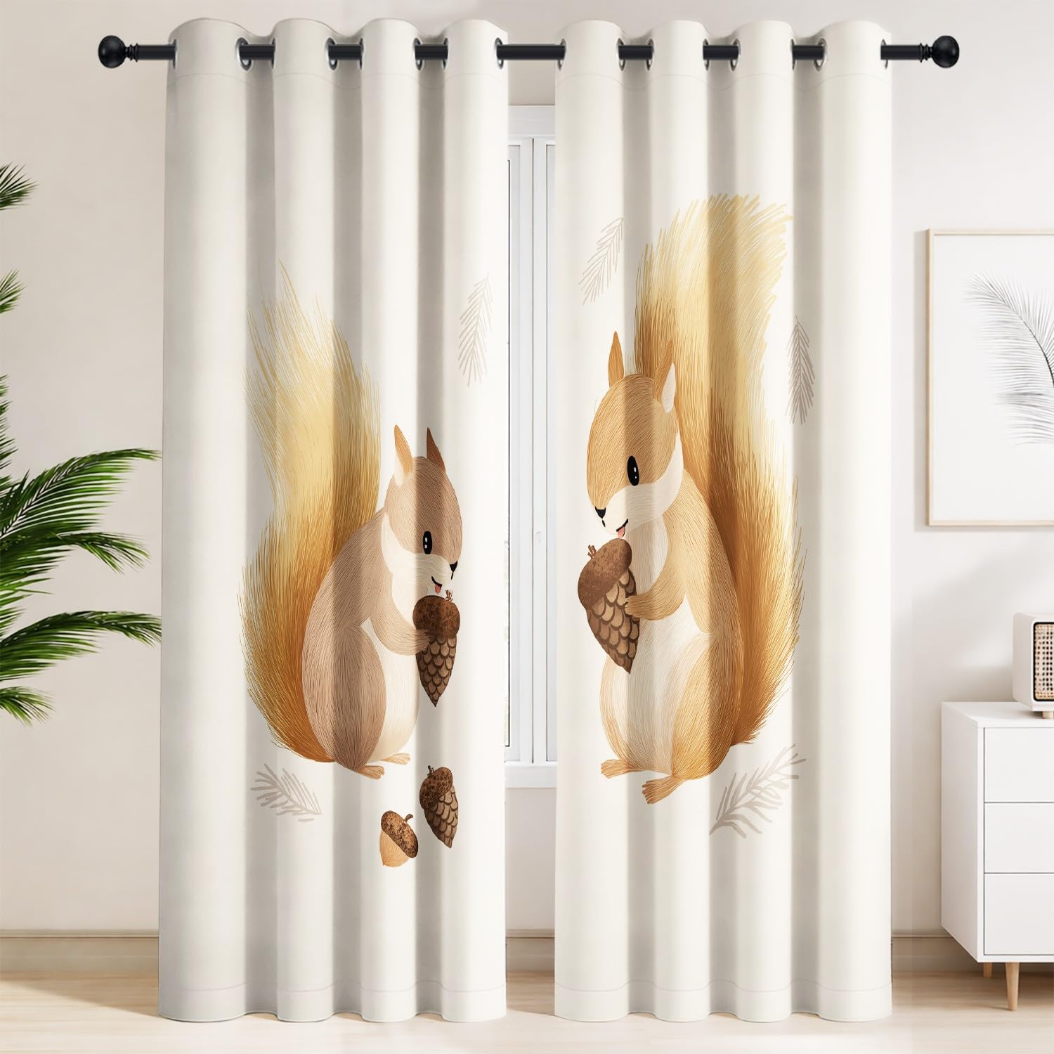 Rideau cottagecore écureuil pour salon chaleureux et ambiance cocooning