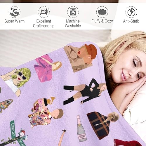 Miniatura 4 de LASVOVI Manta de música con álbumes de cantantes, mantas para amantes de la música, para fanáticos de la música, mantas de franela y mantas de ropa