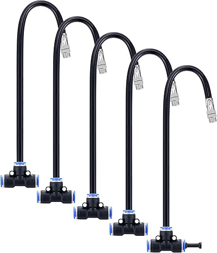 Miniatura 8 de Mornajina Paquete de 3 boquillas de nebulización de latón de 2 vías con manguera integrada de 13 pulgadas para sistema de refrigeración al aire