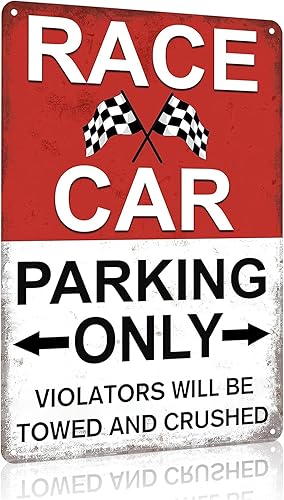 Letrero de lata vintage de carreras con auto de carreras para niños, dormitorio, cueva de hombre, garaje, decoración de pared para habitación