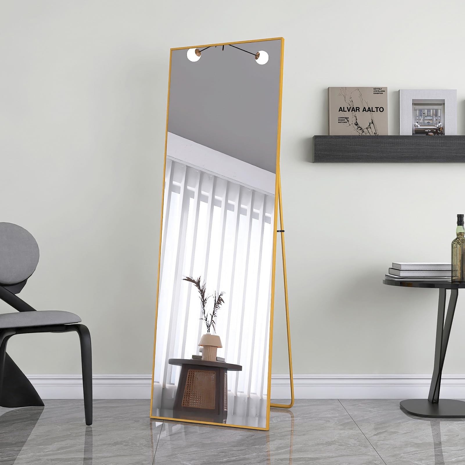 Staande Spiegel, Grote Spiegel Met Standaard, 45 X 160 Cm Wandspiegel Kapstokspiegel Kledingspiegel Voor Slaapkamer Woonkamer Zilver