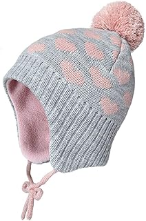 SOMALER Toddler Boys Girls Winter Knit Hat with Earflap Kids Baby Fleece Lined Beanie Hat Pom Pom Ski Cap
