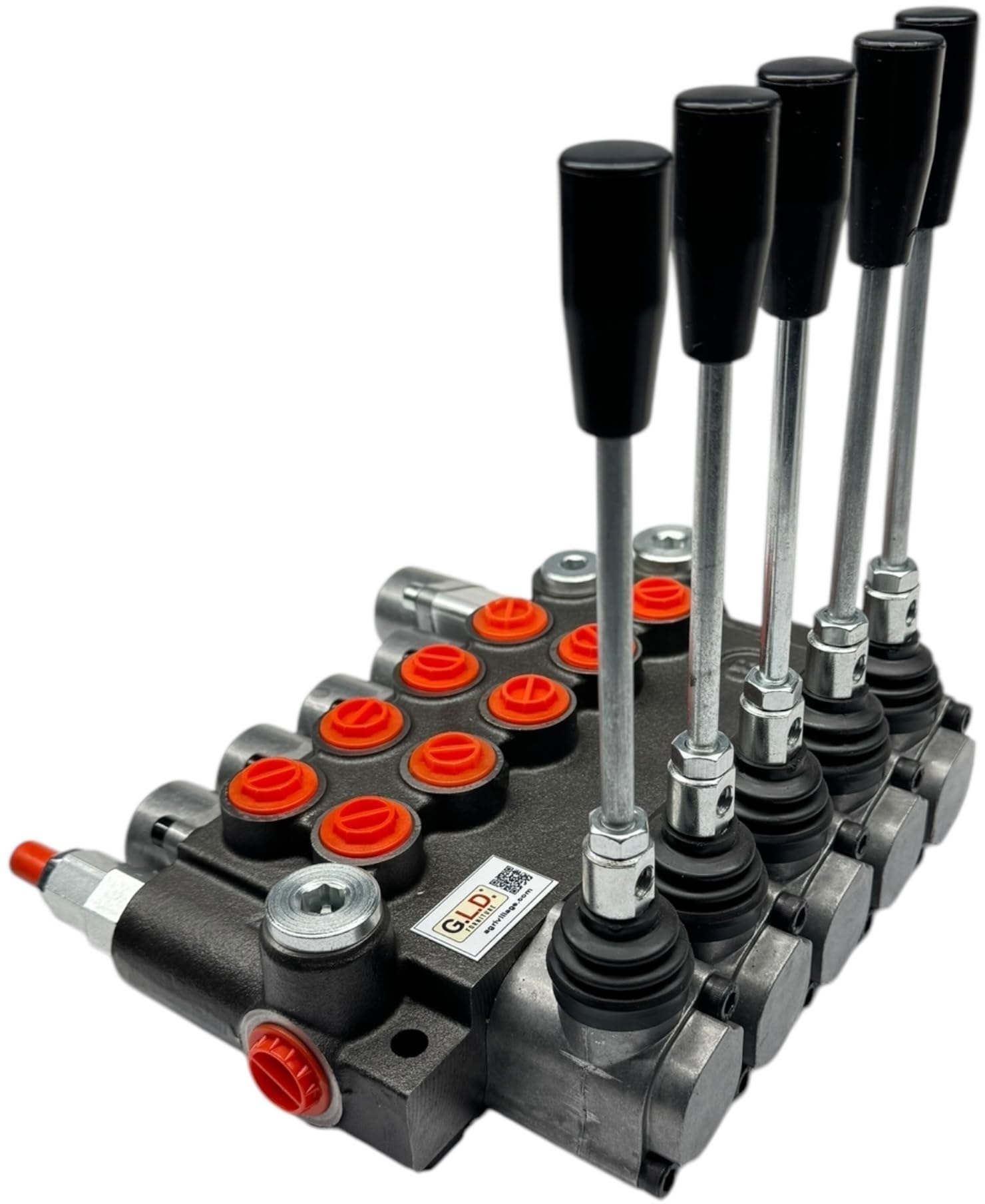 Distributore oleodinamico per trattore 5 leve - 4 doppio effetto + 1 semplice effetto con blocco in spinta 3/8" 45 Litri 300 bar