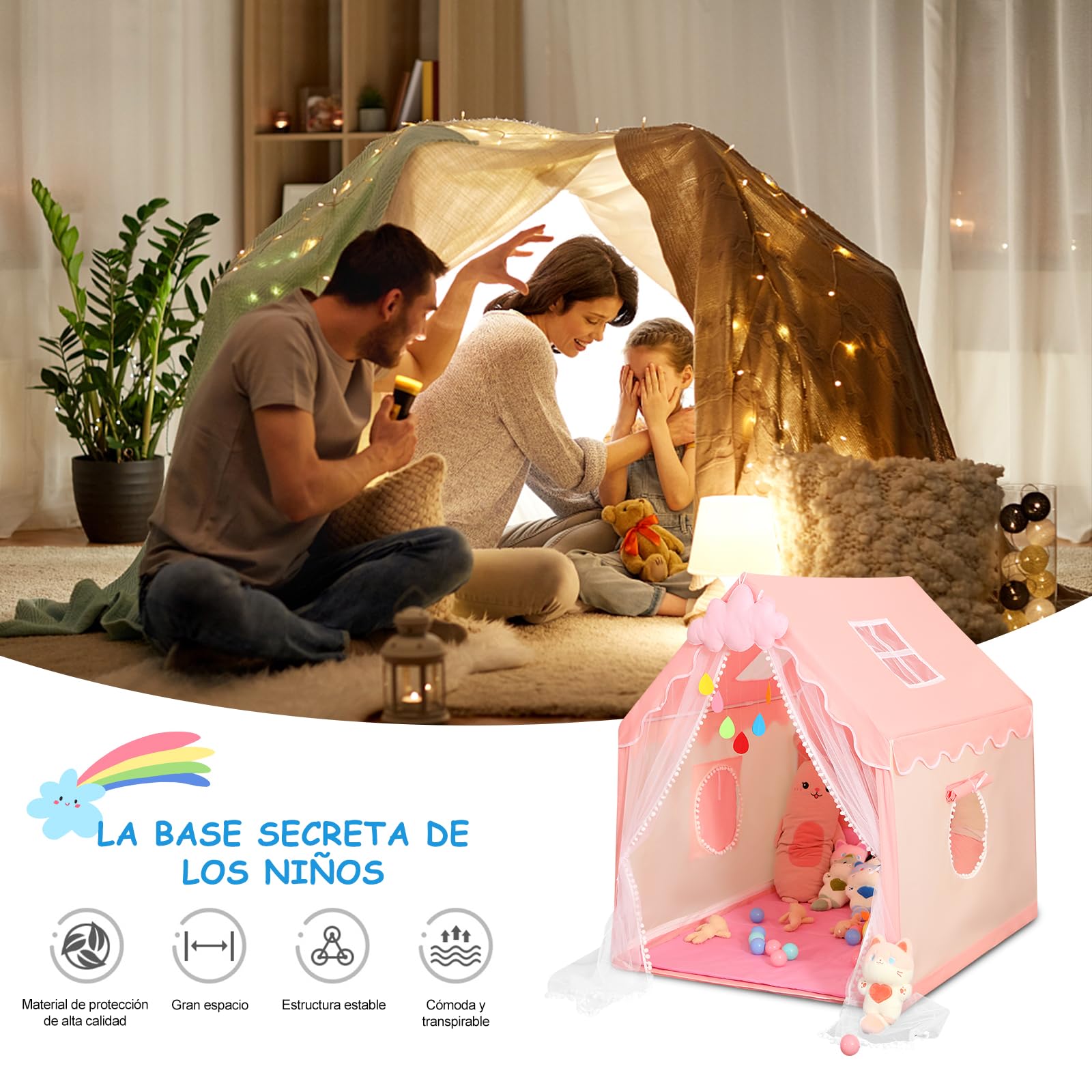 Ergocar Tenda da Gioco per Bambini, Tenda per Bambini Portatile, Castello della Principessa, Casetta dei Giochi per Interni ed Esterni, Regalo di Compleanno di Natale per Ragazzo e Ragazza
