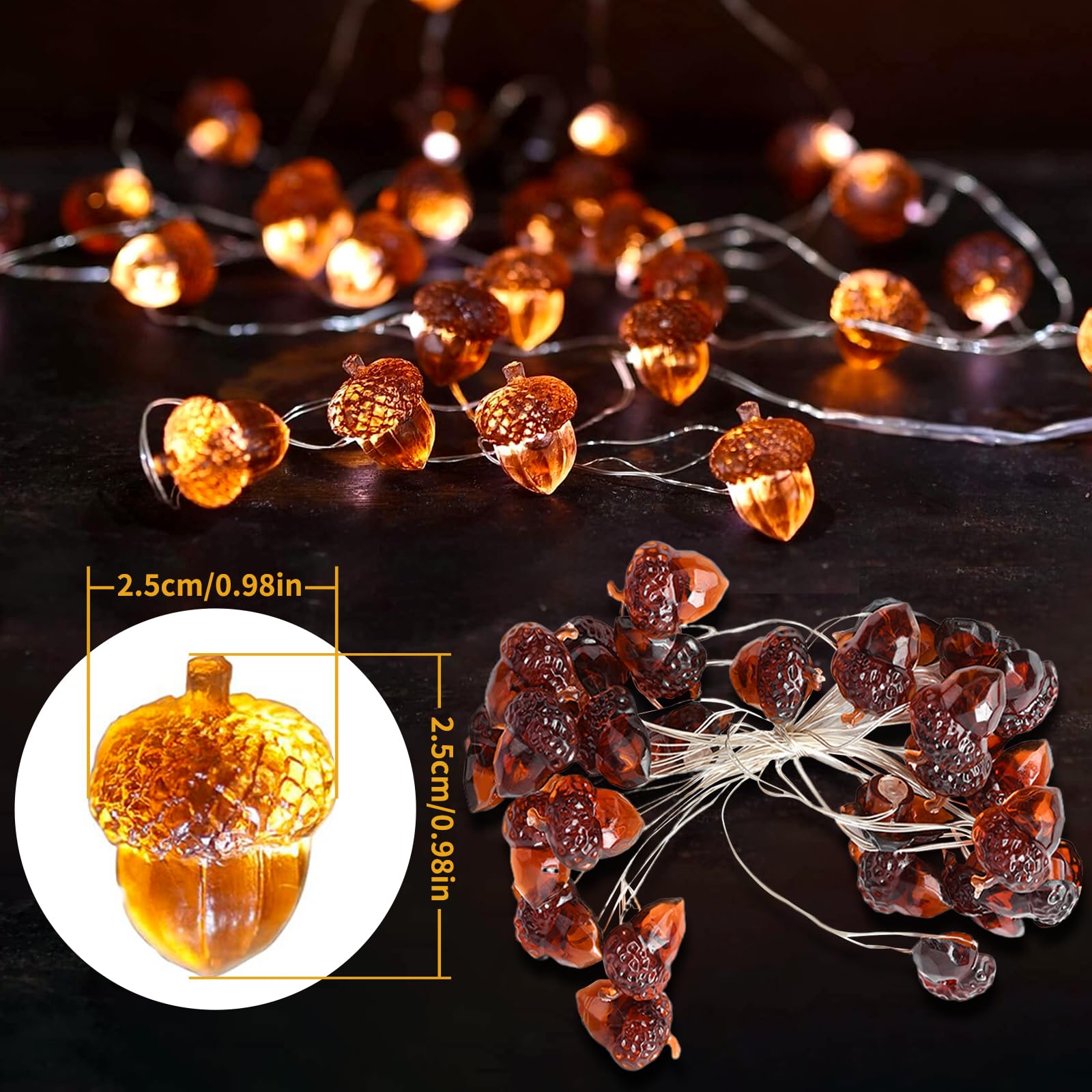 AUAUY Guirlande Lumineuse En Forme De Feuilles D'érable, 3M 20 LED à Piles Fairy Lights, Pour Éclairage Intérieur Et Extérieur, Décoration De Chambre, Fête, Murale, Halloween, Thanksgiving, Noël