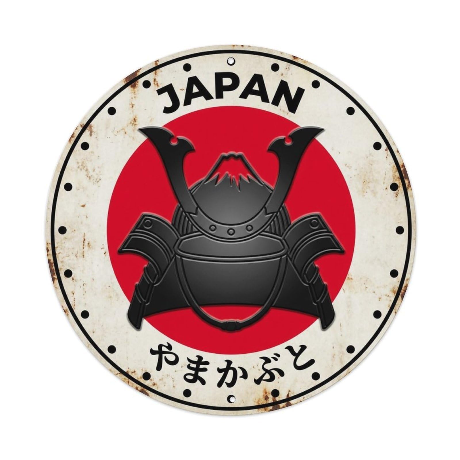 Yrnq 8X8inch Vintage Style Mountain Helmet Japan Warrior Armor Vintage Metal Tin Sign